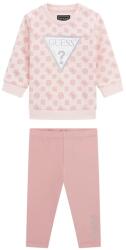Guess Памучен комплект за бебе момиче с туника с лога и розов клин Guess