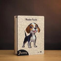  Játékos kiskutya fa puzzle M Prémium fa doboz