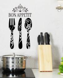 Yiwu Falmatrica konyhába - Fekete evőeszközök Bon Appetit felirattal