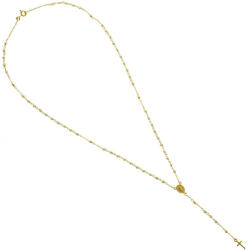 Argento-ekszer Arany nyaklánc - rózsafüzér, fehér golyó alakú műgyöngyök, hossza 50 cm (9A014)