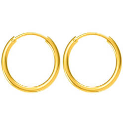 Argento-ekszer Aranyozott ezüst karika fülbevaló - kicsi karikák, átmérője 12 mm (67497)