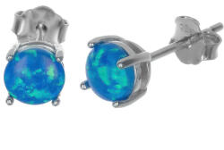 Argento-ekszer Ezüst fülbevaló - kék kerek szintetikus opál (67099)