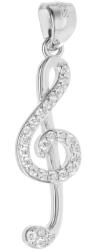 Argento-ekszer Ezüst medál - hegedűkulcs, átlátszó kerek cirkóniák (85927)