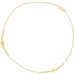 Argento-ekszer Aranyozott ezüst nyaklánc - rózsafüzér, 3 tized, kereszt, Csodás érem, hossza 44 - 47 cm (91860)