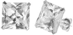 Argento-ekszer Ezüst fülbevaló - átlátszó négyzet alakú cirkónia, nagysága 10 mm (67353)