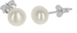 Argento-ekszer Ezüst fülbevaló - fehér természetes gyöngy, nagysága 6 mm (66981)