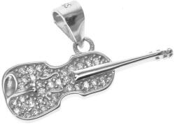 Argento-ekszer Ezüst medál - gitár, átlátszó kerek cirkóniák (85642)