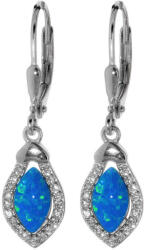 Argento-ekszer Ezüst fülbevaló - átlátszó kerek cirkóniák, kék, kék magocska alakú szintetikus opál (66467)