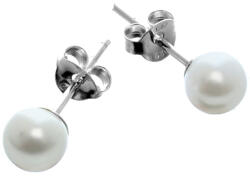 Argento-ekszer Ezüst fülbevaló - fehér golyó alakú műgyöngy, átmérője 6 mm (65356)