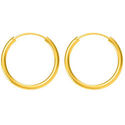 Argento-ekszer Aranyozott ezüst karika fülbevaló - kicsi karikák, átmérője 14 mm (67498)