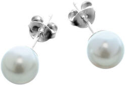 Argento-ekszer Ezüst fülbevaló - fehér golyó alakú műgyöngy, átmérője 7 mm (65357)