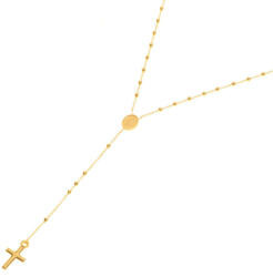 Argento-ekszer Arany nyaklánc - rózsafüzér, 5 tized, kereszt, Csodás érem, hossza 50 cm (9A028)