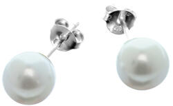 Argento-ekszer Ezüst fülbevaló - fehér golyó alakú műgyöngy, átmérője 8 mm (65358)