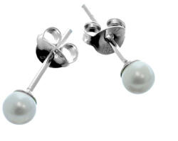 Argento-ekszer Ezüst fülbevaló - fehér golyó alakú műgyöngy, átmérője 4 mm (65354)