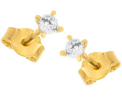 Argento-ekszer Arany fülbevaló - átlátszó kerek cirkónia, átmérője 2, 8 mm (6A022)