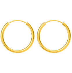 Argento-ekszer Aranyozott ezüst karika fülbevaló - kicsi karikák, átmérője 16 mm (67499)