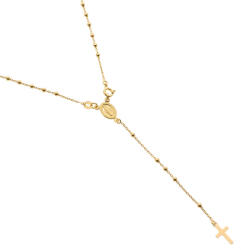 Argento-ekszer Aranyozott ezüst nyaklánc - rózsafüzér, 5 tized, kereszt, Csodás érem, hossza 50 cm (92040)