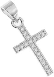 Argento-ekszer Ezüst medál - kereszt, átlátszó kerek cirkóniák (85918)