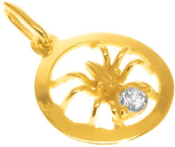Argento-ekszer Aranyozott ezüst medál - pók, átlátszó kerek cirkónia (85694)