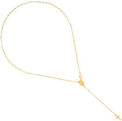 Argento-ekszer Aranyozott ezüst nyaklánc - rózsafüzér, 5 tized, kereszt, Csodás érem, hossza 46 cm (91811)