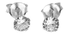 Argento-ekszer Ezüst fülbevaló - átlátszó kerek cirkónia, nagysága 4 mm (65349)