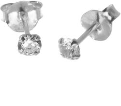 Argento-ekszer Ezüst fülbevaló - átlátszó kerek cirkónia, nagysága 3 mm (65348)