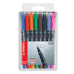 STABILO Alkoholos marker készlet 0, 4mm, STABILO OHPen S, 8 klf. szín (42386)