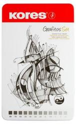 Kores Grafitceruza készlet, fém doboz, háromszögletű, KORES "GRAFITOS", 12 különböző keménység (IK92162)