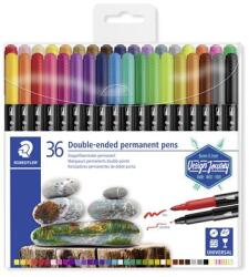 STAEDTLER Alkoholos marker készlet, 0, 5/3, 0 mm, kétvégű, STAEDTLER "3187", 36 különböző szín (TS3187TB36)