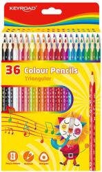 Keyroad Színes ceruza készlet 18 cm háromszögletű Keyroad 36 klf. szín (43647)