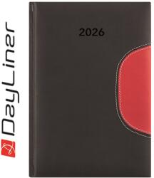 Dayliner Határidőnapló Memphis A5 napi, fehér lapokkal fekete-piros Dayliner 2026 (57821) - irodasziget