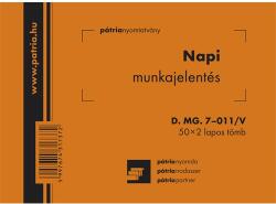 Pátria Nyomtatvány Napi munkajelentés 50x2 lapos tömb A/6 fekvő (D.MG.7-011/V)