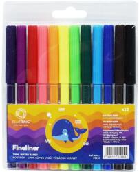 BLUERING Rostirón kúpos végű, vízbázisú készlet, 1mm, Bluering®, 12 klf. szín, Bálnás (50633)