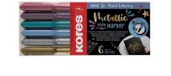 Kores Ecsetirón készlet, KORES "Metallic Style", 6 metál szín (IK21461) - irodasziget