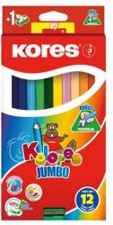 Kores Színes ceruza készlet, háromszögletű, vastag, KORES "Jumbo", 12 különböző szín (IK100712)