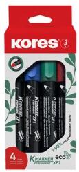 Kores Alkoholos marker készlet, 3 mm, kúpos, KORES "ECO K-Marker XP1", 4 különböző szín (IK20764) - irodasziget