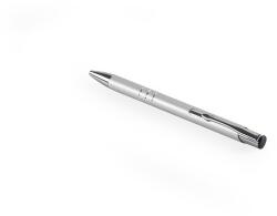 Golyóstoll nyomógombos fém testű ezüst test, írásszín kék (EV1409AG) - irodasziget