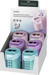 Faber-Castell Hegyező, kétlyukú, tartályos, display, FABER-CASTELL "RollOn Sparkle", metál színek (TFC183900)