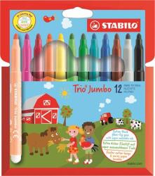STABILO Filctoll készlet, 3 mm, STABILO "Trio Jumbo", 12 különböző szín (TST38012)