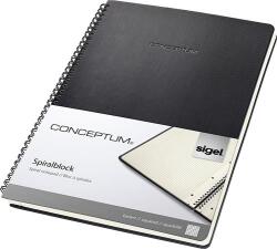 Sigel Spirálfüzet, exkluzív, A4, kockás, 80 lap, keményfedeles, SIGEL "Conceptum", fekete (SICO820)