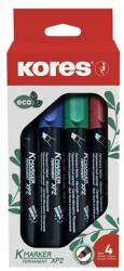 Kores Alkoholos marker készlet, 3-5 mm, vágott, KORES "ECO K-Marker XP2", 4 különböző szín (IK20784) - irodasziget