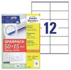 Avery Etikett címke, 105x48mm, univerzális, 65 lap, 12 címke/lap Avery, fehér (57302) - irodasziget
