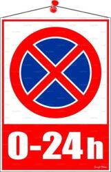  Információs tábla, 35x25 cm, 0-24h megállni tilos piktogram (LUIN050) - irodasziget