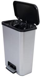 Keter Pedálos szemetes, téglalap alakú, 50 l, CURVER "Compatta", fekete-ezüst (UCPEC50FE) - irodasziget