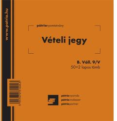 Pátria Nyomtatvány Vételi jegy 50x2 lapos tömb 140x140 mm (B.VALL.9/V)