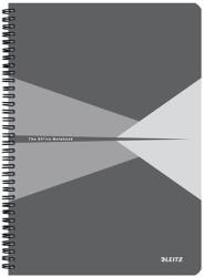 Leitz Spirálfüzet, A4, vonalas, 90 lap, PP borító, LEITZ "Office", szürke (E44960085)