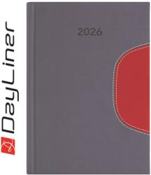 Dayliner Határidőnapló Memphis A5 napi, fehér lapokkal szürke-piros Dayliner 2026 (57825) - irodasziget