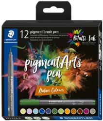 STAEDTLER Ecsetirón készlet, STAEDTLER "Pigment brush 371", 12 különböző természeti szín (TS371C123) - irodasziget