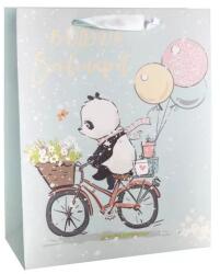 QX Панда мечка на колело, подаръчна торбичка с дизайн - 26 x 32 см (349704)