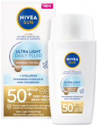Nivea Ultrakönnyű tonizáló fluid arcra SPF 50+ Sun (Ultra Light Tinted Fluid) 40 ml Medium